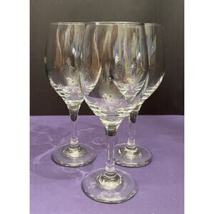 (3) Clear Stemmed 7 3/4” Wine Glasses Stemware
